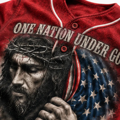 Christian Faith USA 250 Years of Freedom Baseball Jersey - Patriotic Cross Button Up
