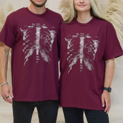 Anatomical Inverted Radiograph Tee – Skeleton Ribcage X-Ray Streetwear Shirt