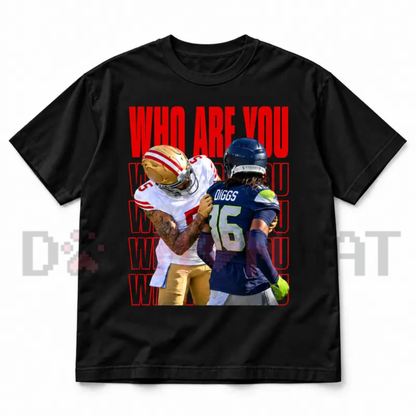 Game Day Rivalry Question Tee – Bold Red Lettering Football Fan Top