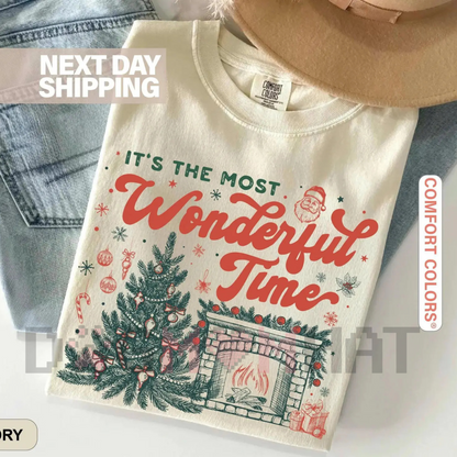 Comfort Colors "It's The Most Wonderful Time" Christmas Shirt – Vintage Christmas Shirt, Retro Holiday Tee