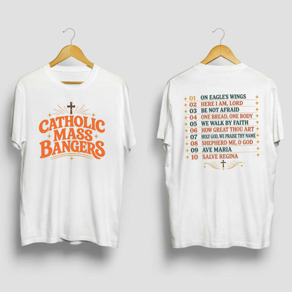 Sacred Jam Session Tee – Funny Catholic Mass Bangers Hymn Graphic Shirt