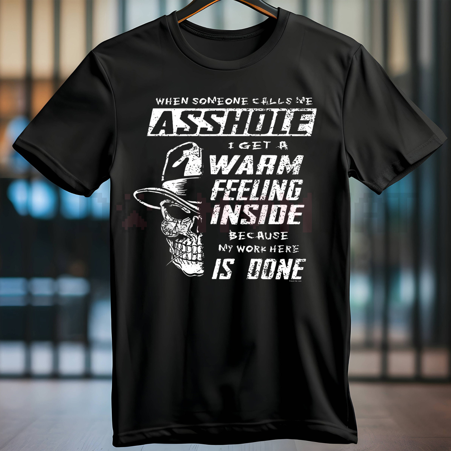 "Warm Feeling Inside" Dark Humor Skull T-Shirt