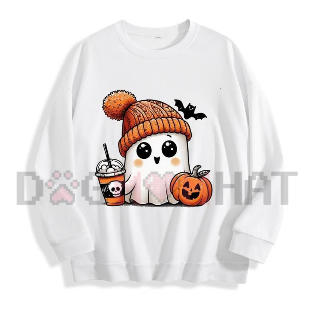 Cute Ghost Iced Coffee Fall Spooky Graphic Sweatshirt