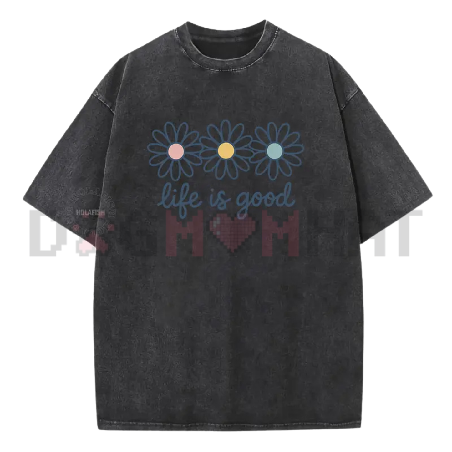 Holafish Acid Wash Daisy Print T-Shirt
