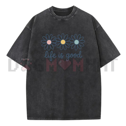 Holafish Acid Wash Daisy Print T-Shirt