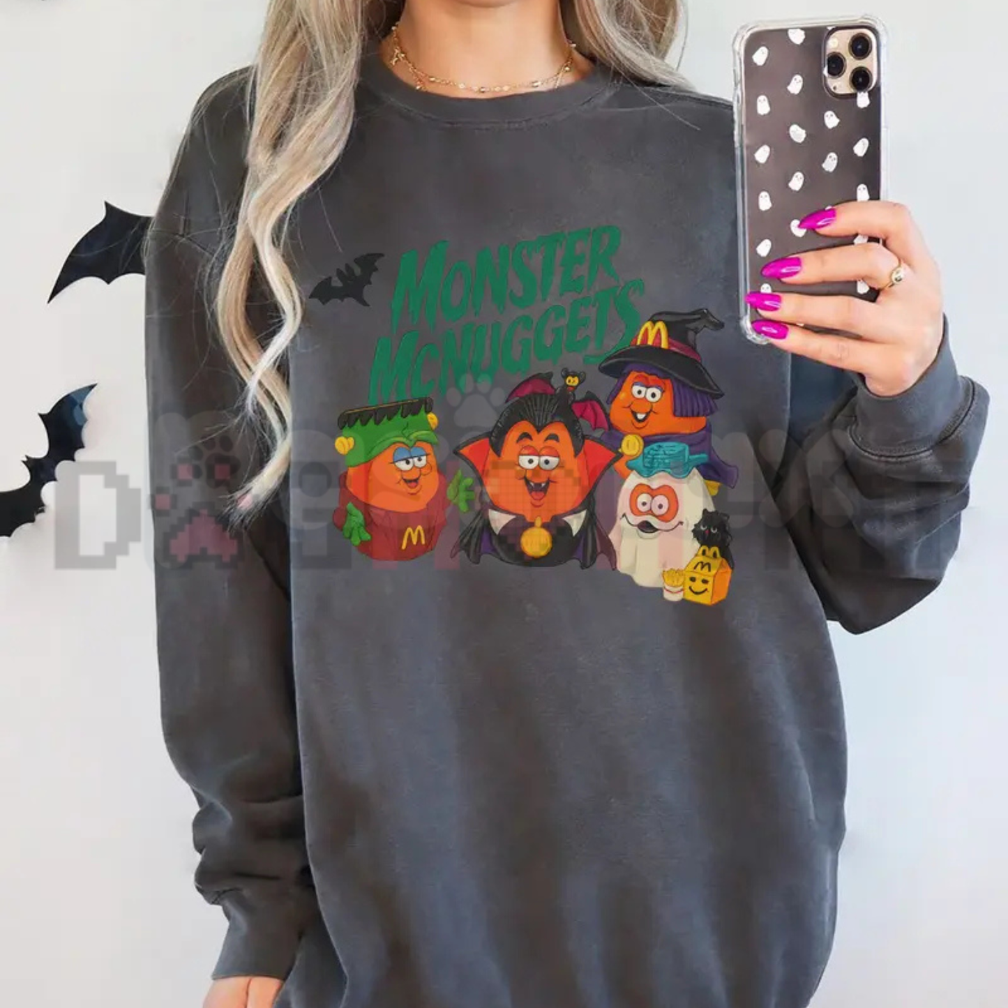 90s Retro Monster Nuggets Graphic Sweatshirt - Vintage Halloween Summerween Soft Cotton Unisex Pullover