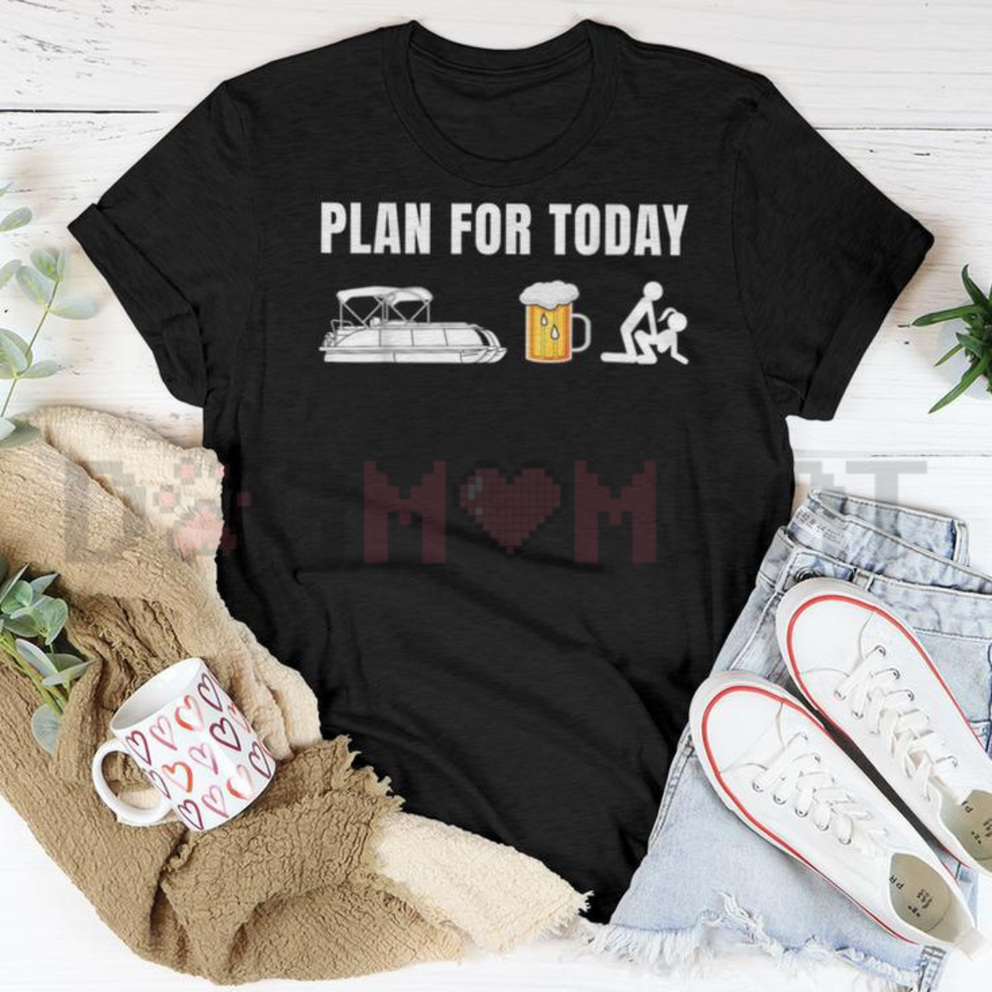Funny Pontoon Boat "Plan for Today" Beer T-Shirt