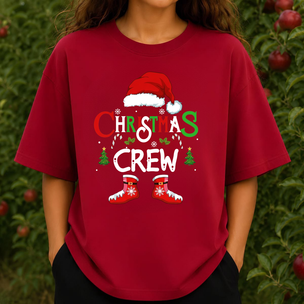 Festive Friction Tee – "Christmas Crew" Matching Family Sports Streetwear Graphic Shirt
