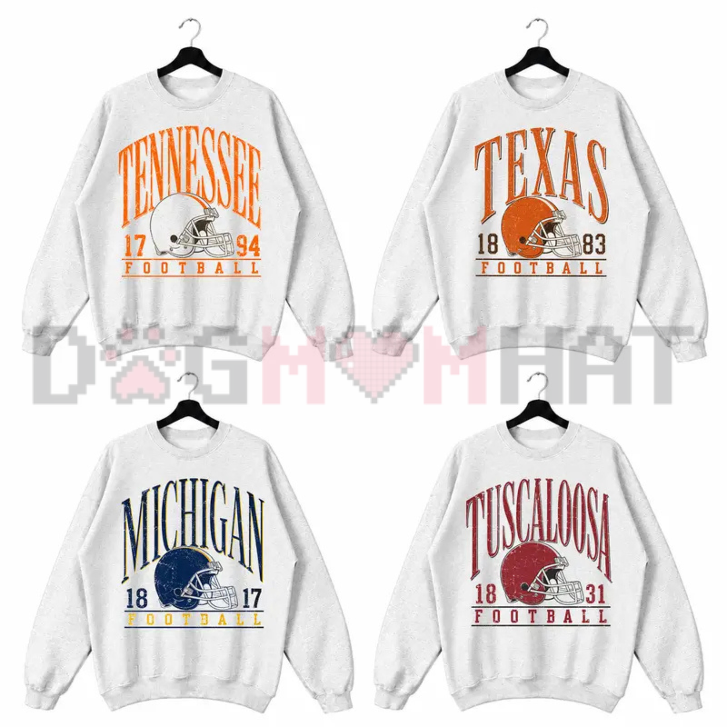 Heritage Campus Gridiron Graphic Sweatshirt - Vintage Ash Grey College Football Retro Crewneck Pullover