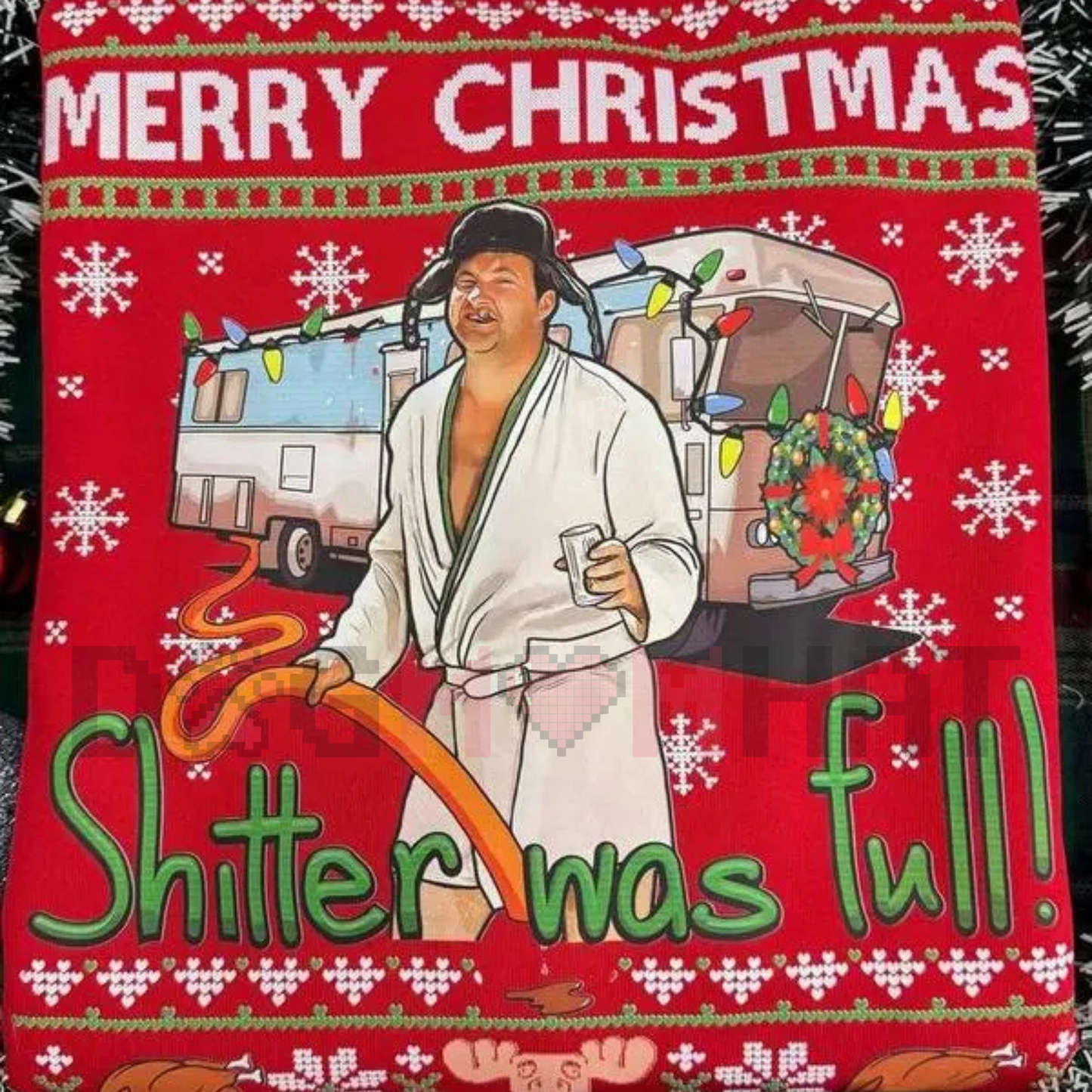 "Merry Christmas Shitter Was Full" Sweatshirt – Funny Holiday Sweatshirt, Vintage Movie Quote