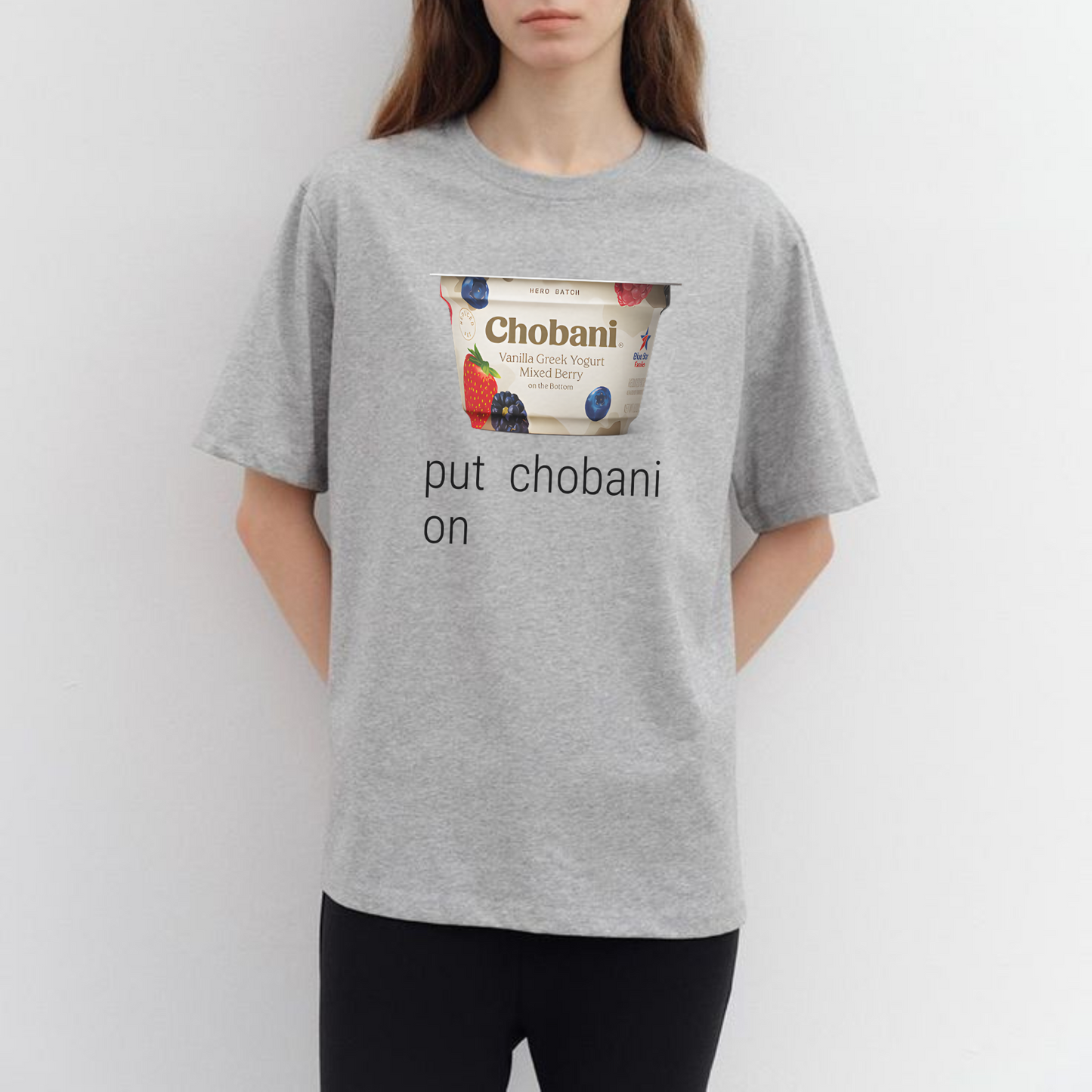 Put Chobani On It T-Shirt – Funny Yogurt Meme Graphic Tee for Men & Women, Viral Foodie Shirt