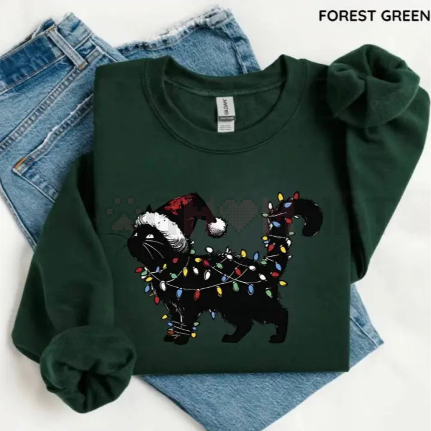 Cute Cat Christmas Sweatshirt – Retro Winter Vibes Gildan Crewneck | Cat Mom Gift
