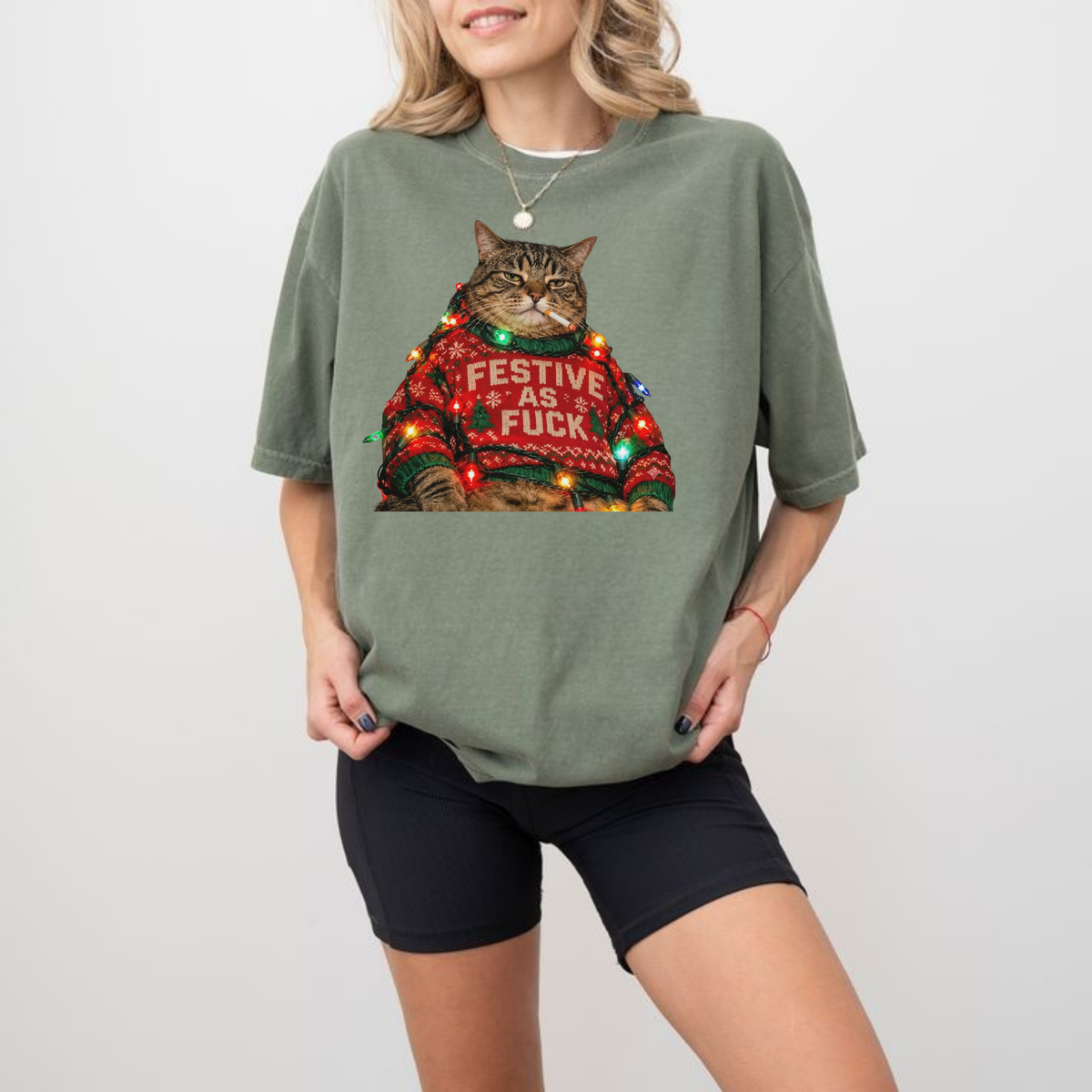 Wild Coven Tee – Vintage Smoking Grumpy Cat Funny Christmas Graphic Shirt