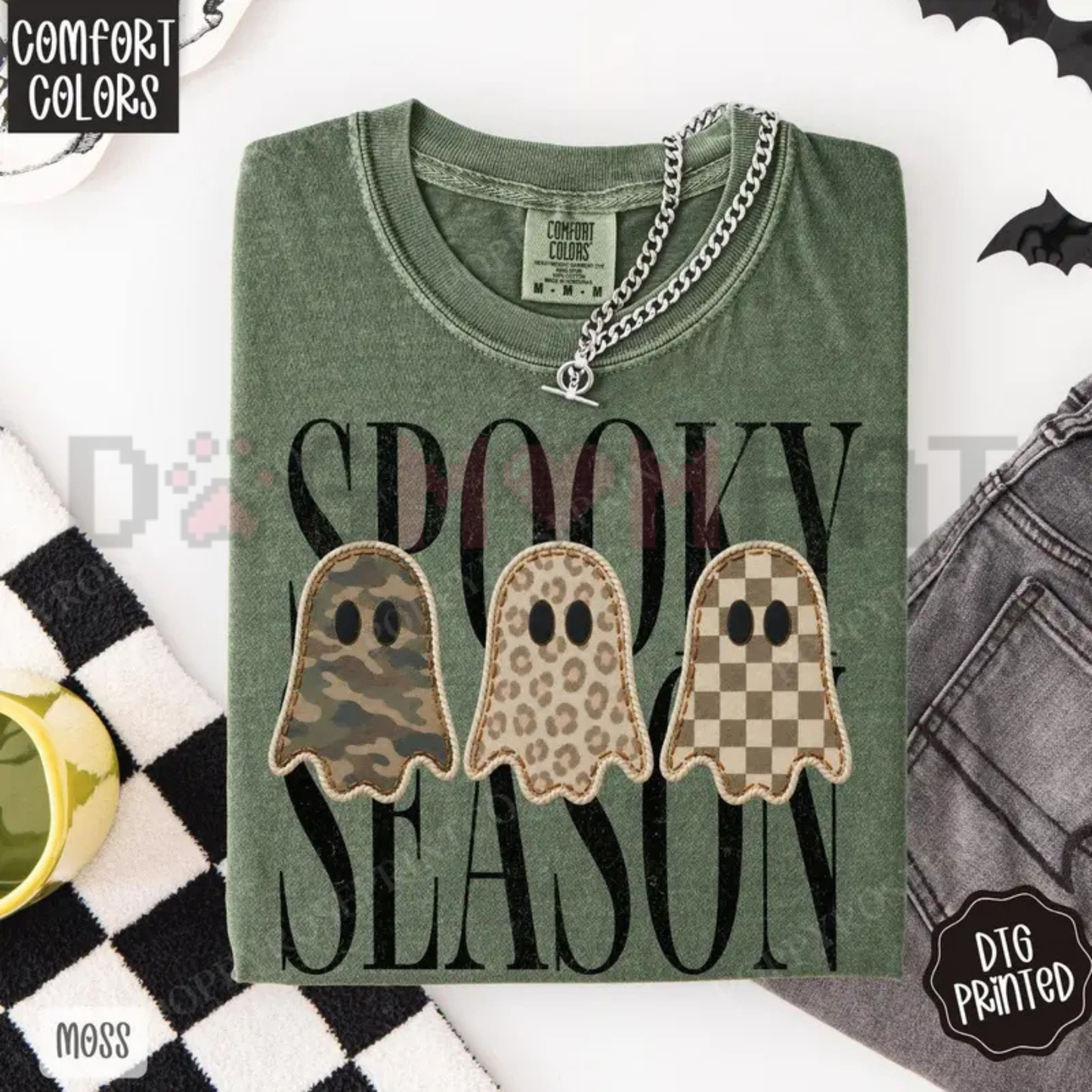Spooky Season Aesthetic Comfort Colors Tee - Trendy Autumn Halloween Women's Graphic Cotton Shirt