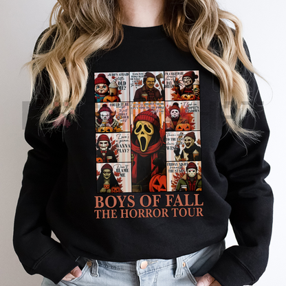 Boys of Fall The Horror Tour Sweatshirt – Fall Horror Killers Pullover, Cozy Season Scary Movie Fan Gift