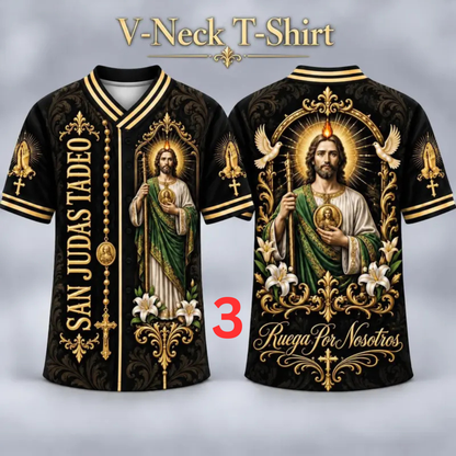 Men's San Judas Tadeo Graphic V-Neck Tee