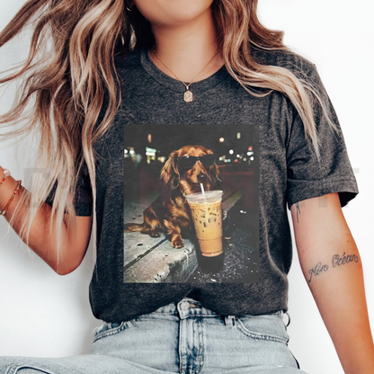 Funny Dachshund Iced Coffee T-Shirt
