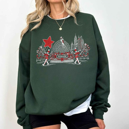 Festive Friction Crewneck – "100th Thanksgiving Parade" NYC Holiday Sweatshirt