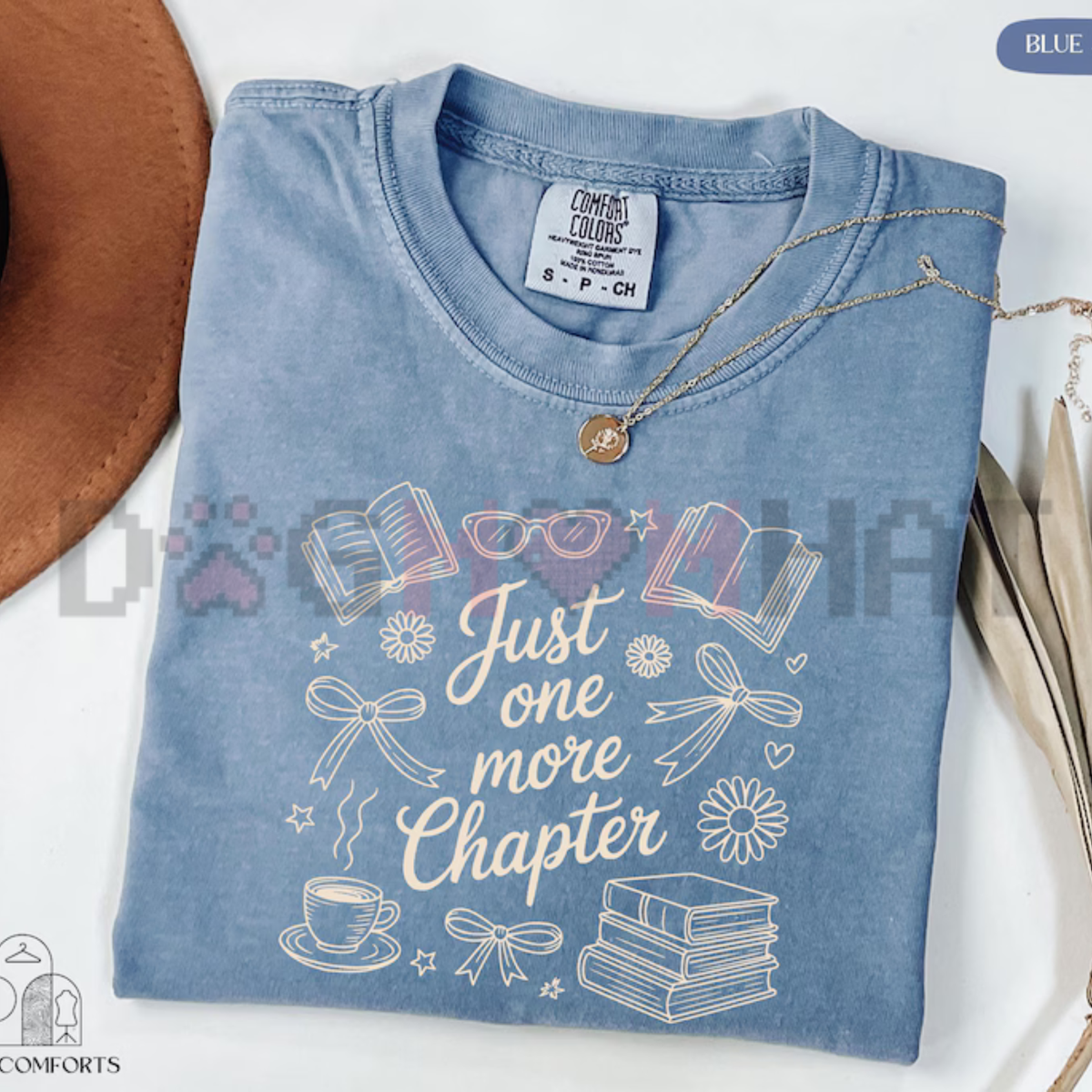 Just One More Chapter Floral Book Graphic Tee - Vintage Coffee & Books Soft Cotton Unisex Bookish Reader Gift T-Shirt