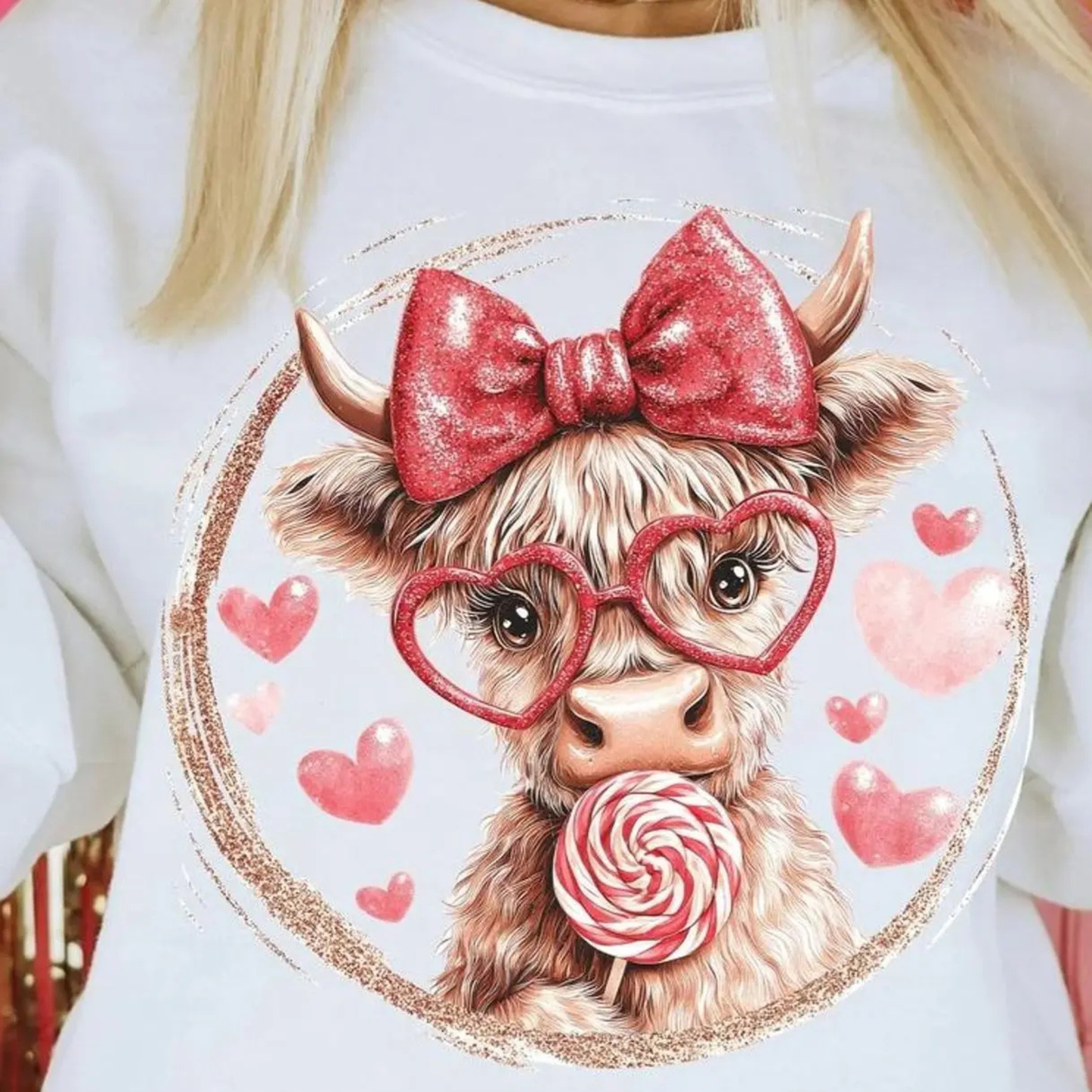 Retro Valentine Highland Cow Sweatshirt