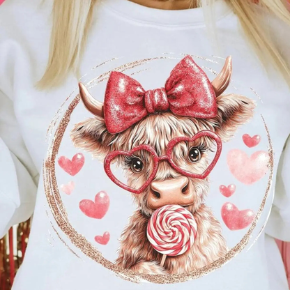 Retro Valentine Highland Cow Sweatshirt