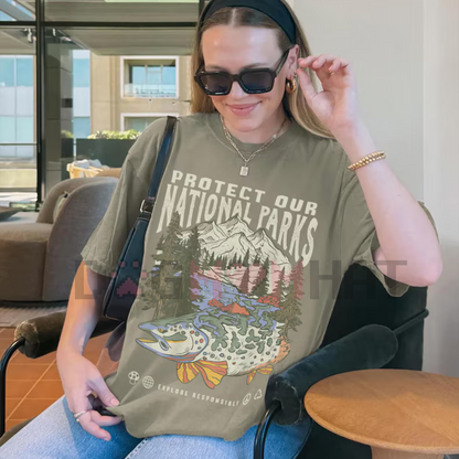 "Respect the Local Wildlife" T-Shirt – National Parks Hiking Camping Clothes, Granola Girl Adventure Shirt