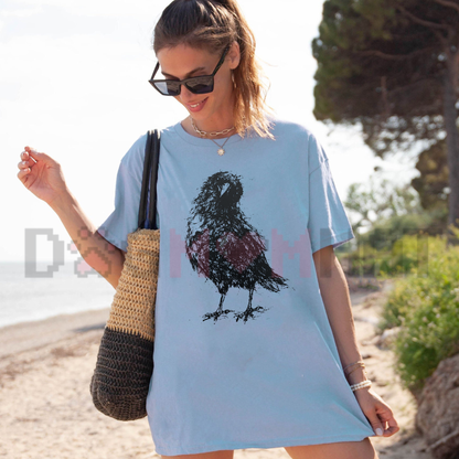Gothic Crow Sketch Dark Academia Graphic T-Shirt
