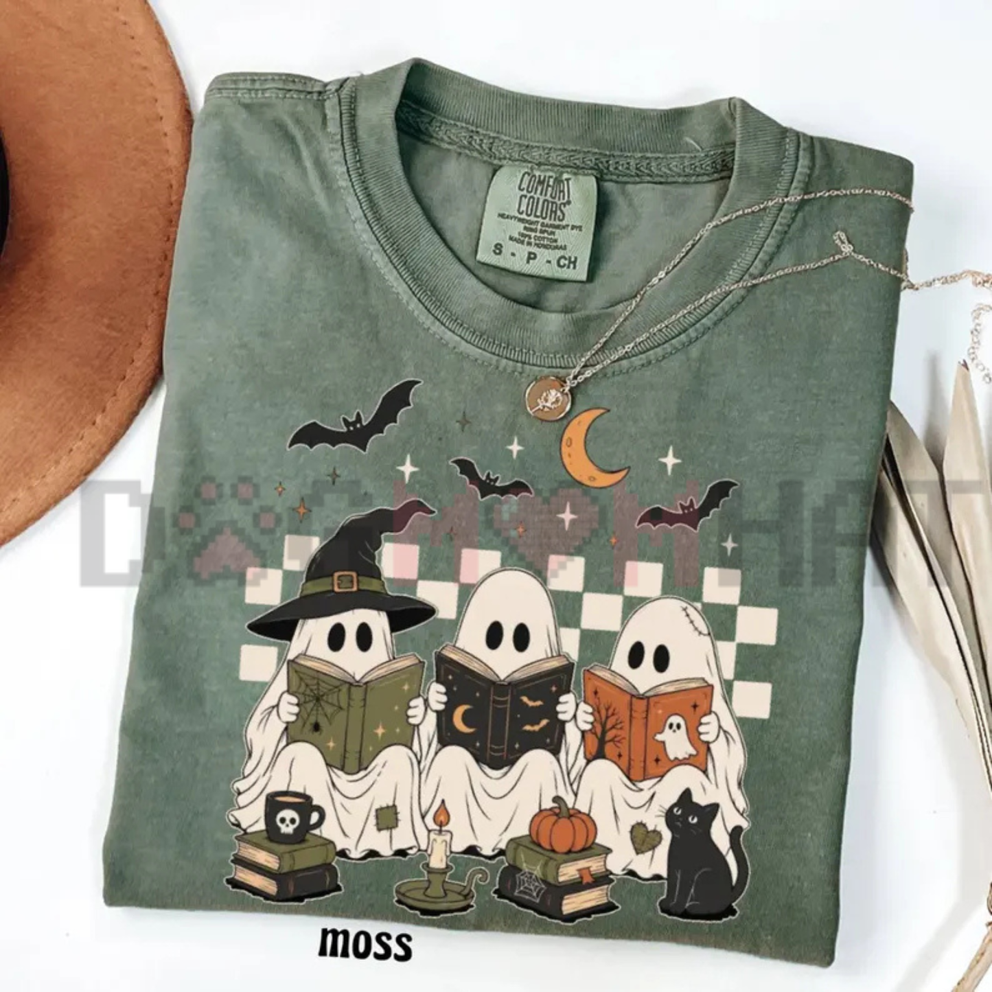 Comfort Colors® Ghost Book Reader T-Shirt - Spooky Season Bookish Reading Tee