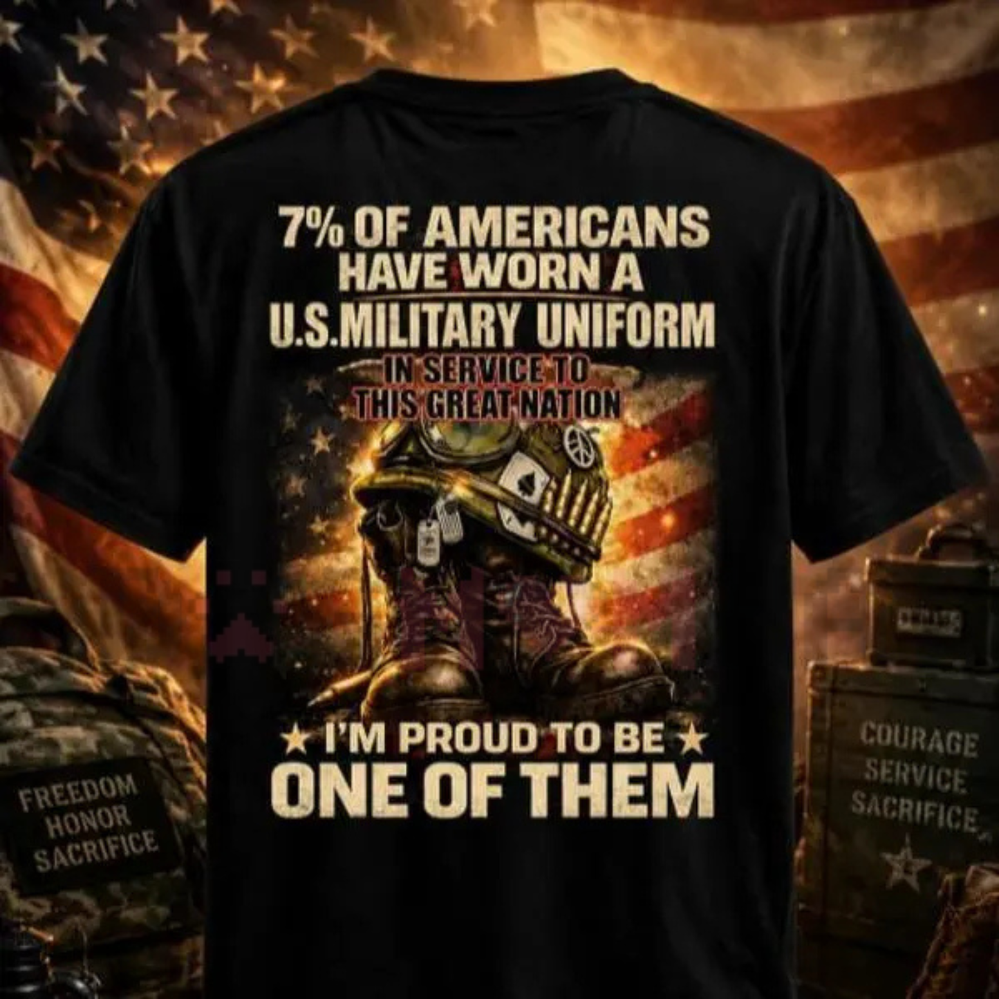 Honor & Valor Military Tribute Graphic Tee - US Veteran Patriotic Pride Unisex Pure Cotton Shirt