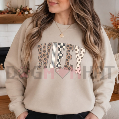 Leopard Stripe Mama Wifey Cozy Fleece Sweatshirt