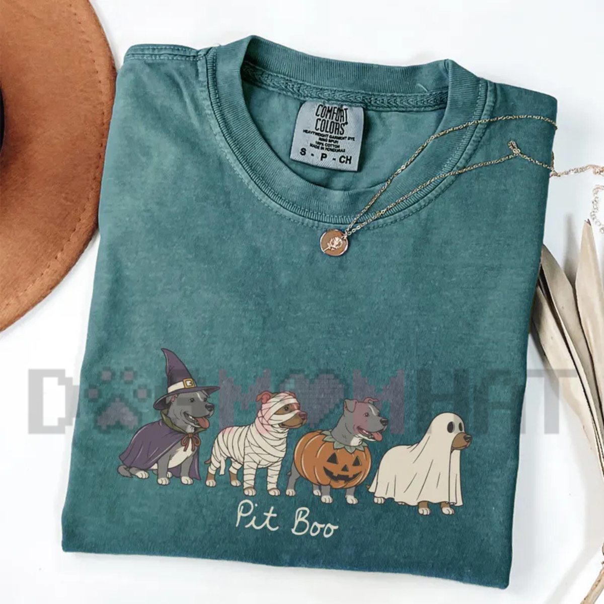Comfort Colors® Spooky Pitbull Ghost "Pit Boo" Shirt – Cute Pitbull Dog Mom Tee
