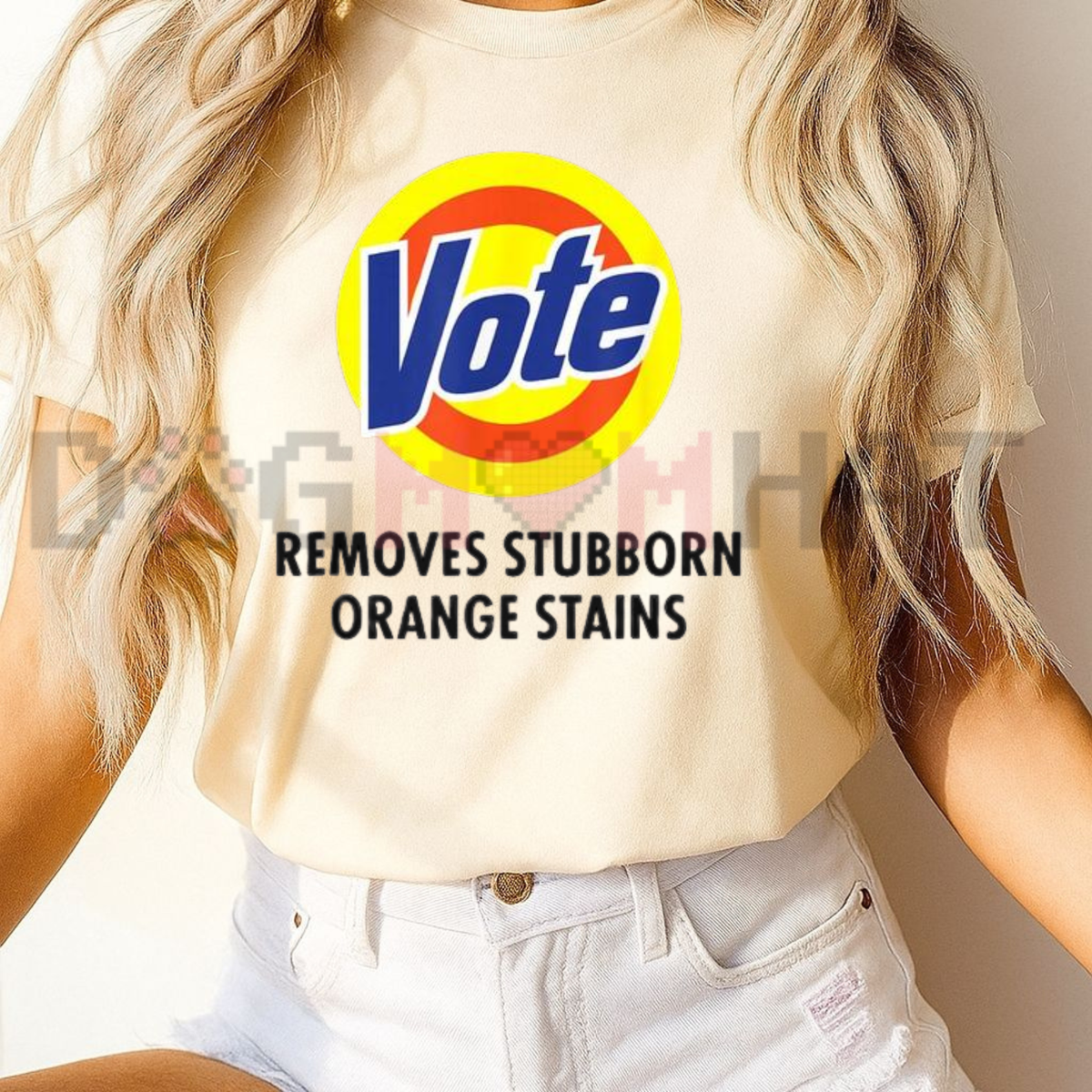 "Vote Removes Stubborn Orange Stains" Political Satire Graphic T-Shirt