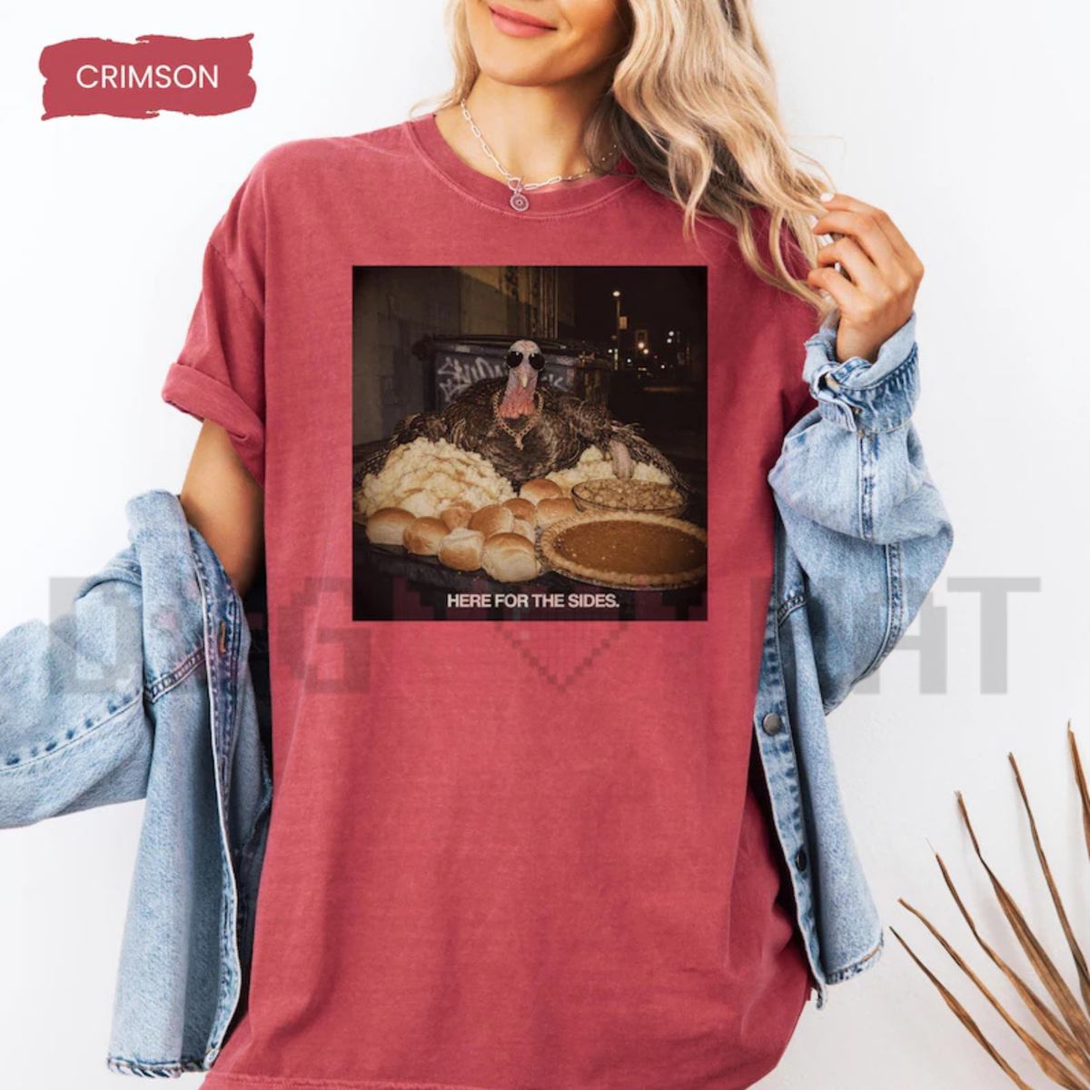 Festive Friction Tee – "Here For The Sides" Funny Thanksgiving & Friendsgiving Graphic T-Shirt