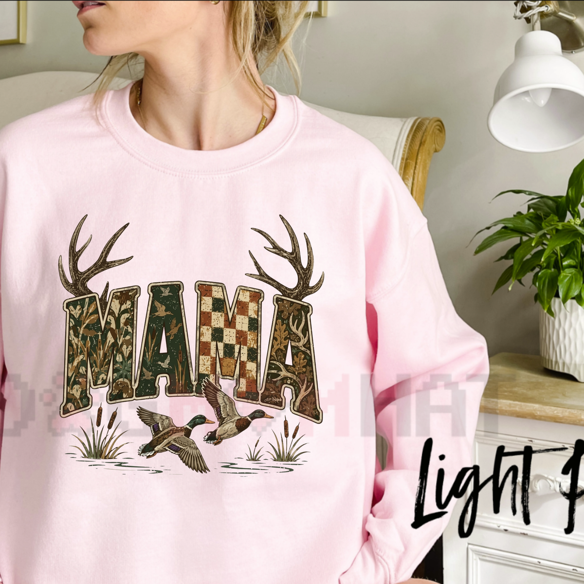Camo Antler Duck & Deer Hunting Mama Fleece Sweatshirt