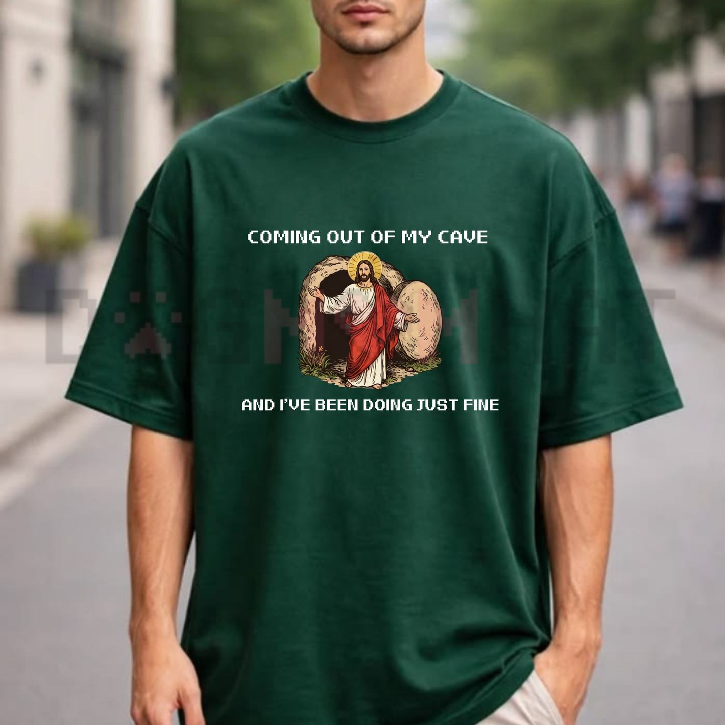 Resurrection Brightside Funny Jesus Graphic Tee - Vintage Cave Easter Rock Humor Shirt