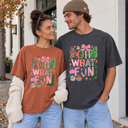 Festive Jubilance Tee – Oh What Fun Trendy Vintage Comfort Colors Holiday Shirt