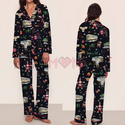 Women's Elegant Christmas Pajama Set – Long Sleeve Top & Pants, Comfortable Home Wear, Cute Holiday Gift Idea