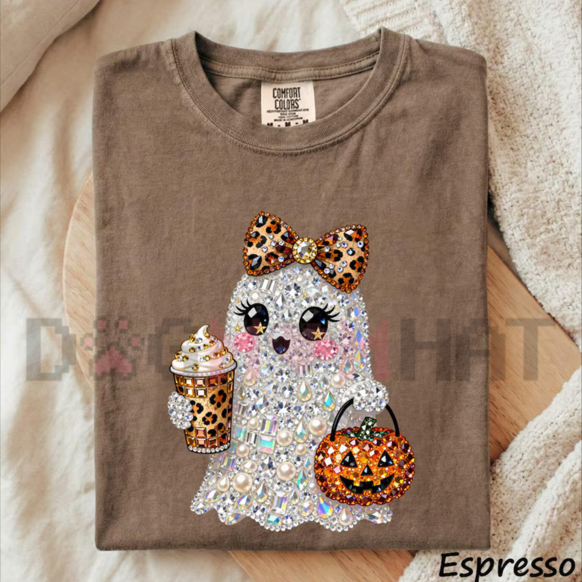Comfort Colors® Sparkly Glam Ghost Halloween Shirt – Cute Girly Spooky Season Tee