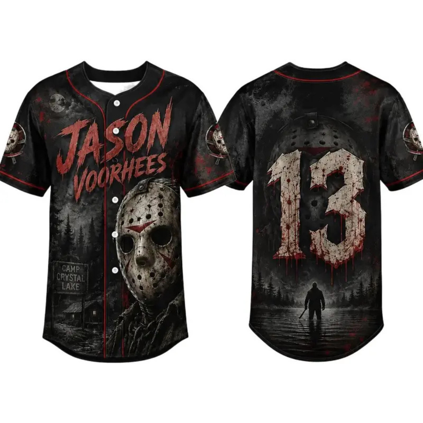 Horror Slasher Classic Movie Characters Baseball Jersey - Spooky Squad Halloween Uniform