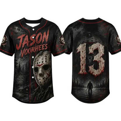 Horror Slasher Classic Movie Characters Baseball Jersey - Spooky Squad Halloween Uniform