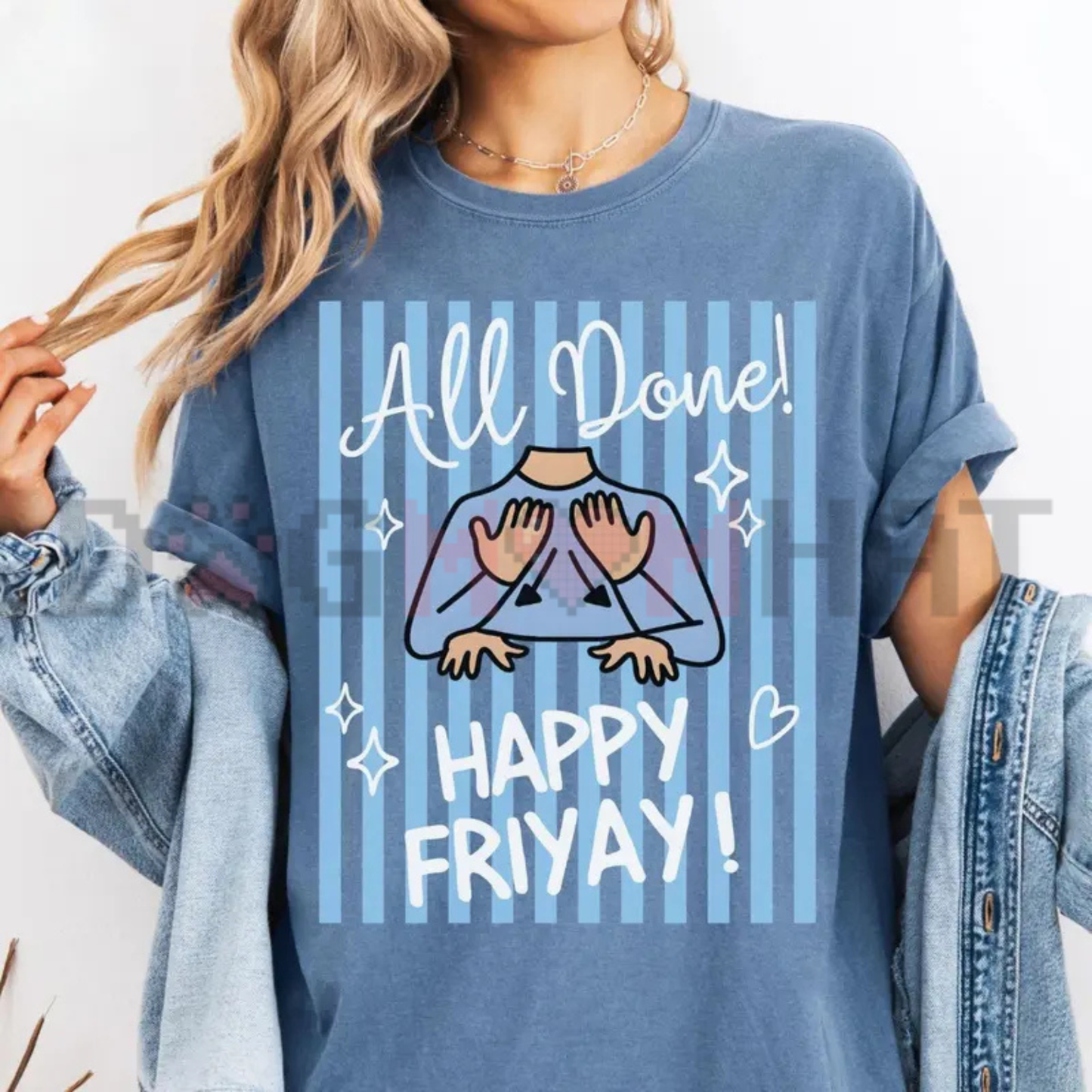 ASL Happy Friyay All Done Sign Language Graphic Tee - SPED Teacher Friday Vintage Cotton Unisex T-Shirt