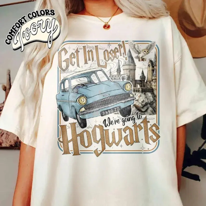 Parke Horizon Tee – Vintage Flying Car Wizard School Graphic T-Shirt