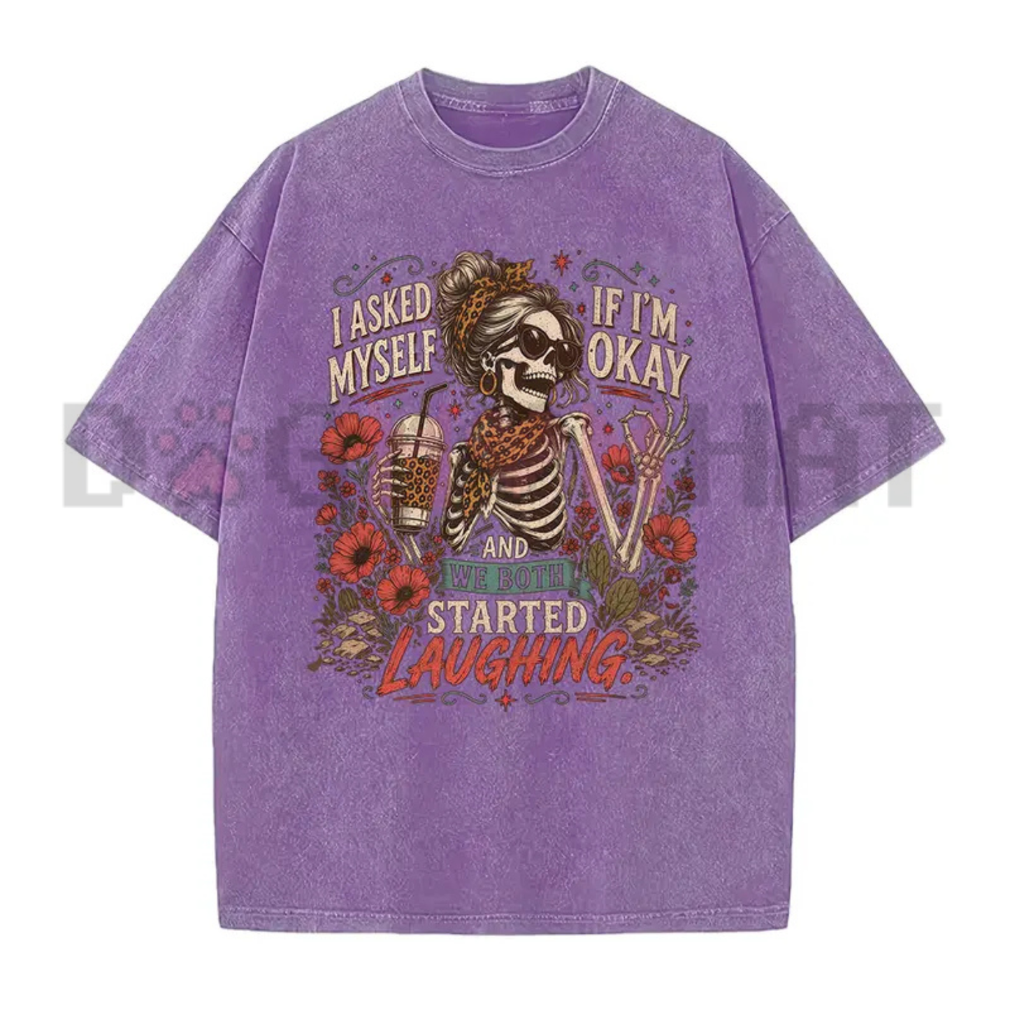Inner Self Check Skeleton Graphic Tee - Vintage Distressed Sarcastic Mental Health Unisex Cotton Shirt