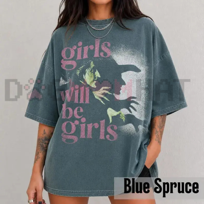Witchy Sisterhood Summerween Graphic Tee - Girls Will Be Girls Pink Goth Comfort Colors Cotton T-Shirt