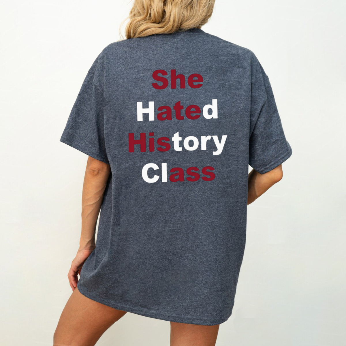 She Hated History Class Hidden Message Funny Sarcastic Optical Illusion Graphic Tee