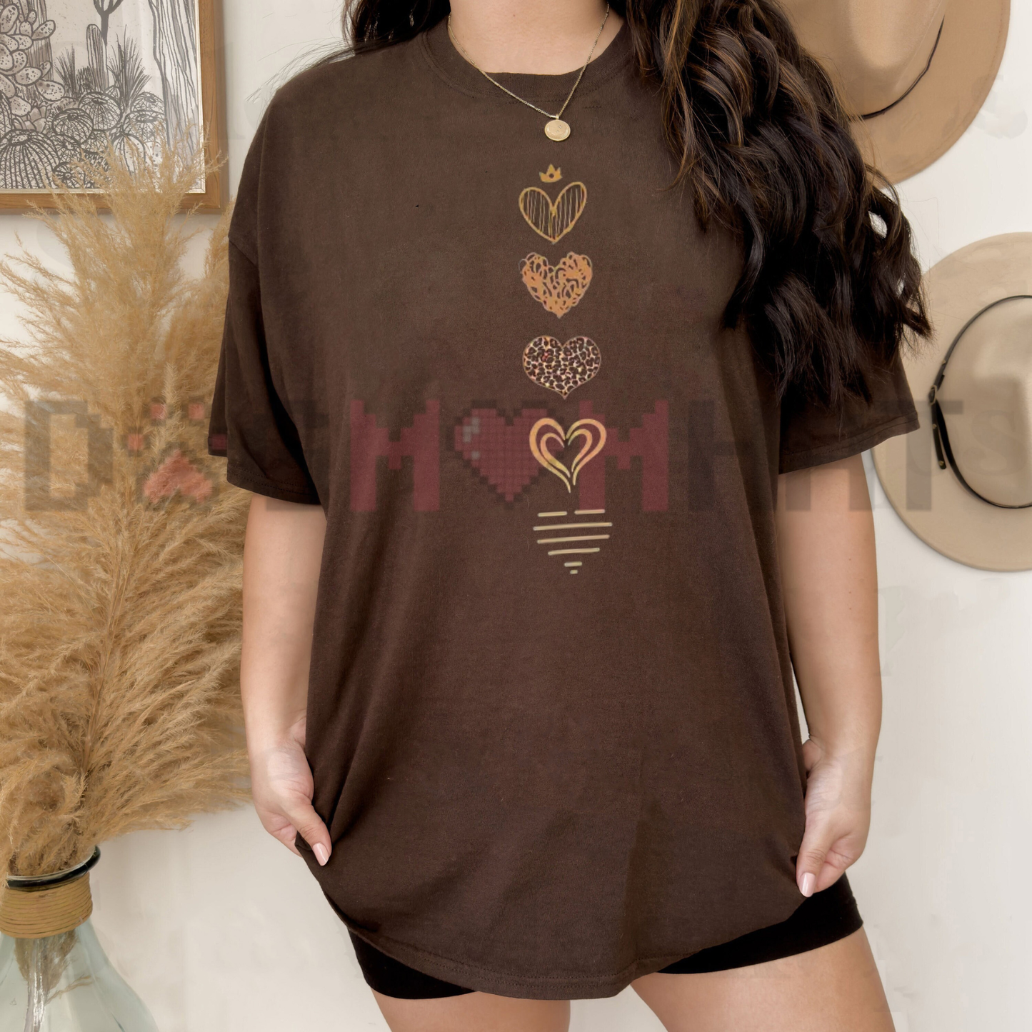 Chic Romance Oversized Streetwear Tee - Women's Pure Cotton Heart Graphic Breathable Commute T-Shirt