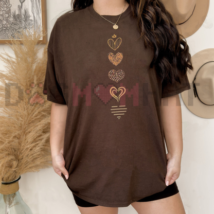 Chic Romance Oversized Streetwear Tee - Women's Pure Cotton Heart Graphic Breathable Commute T-Shirt