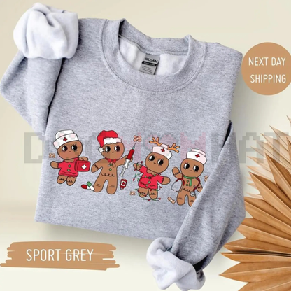 Gingerbread Christmas Nurse Sweatshirt