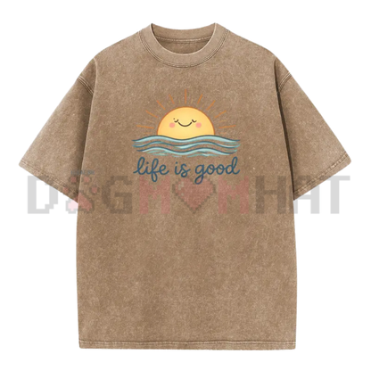 Holafish Acid Wash Vintage T-Shirt – Premium Heavy Cotton Crew Neck Tee