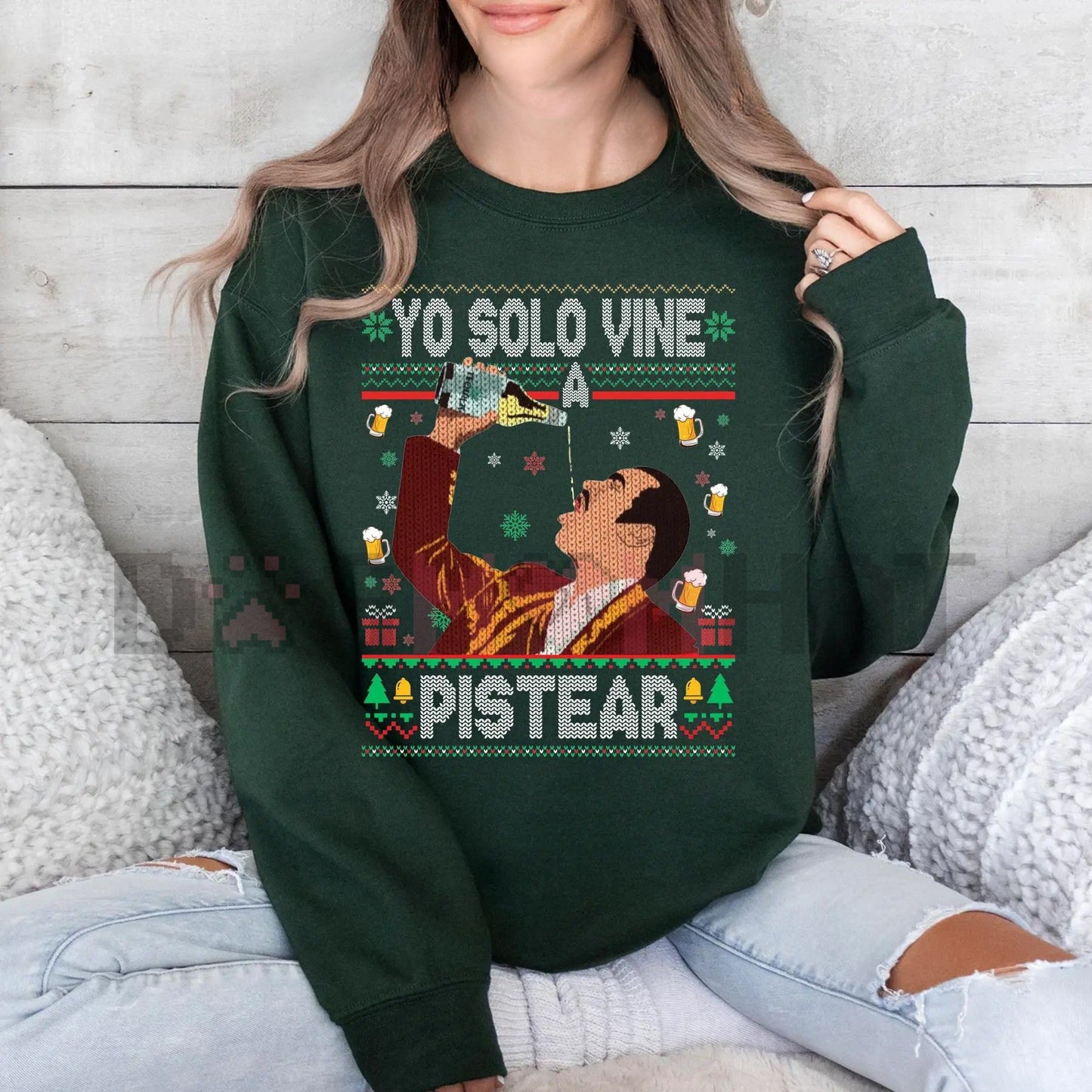 "Yo Solo Vine a Pistear" Mexico Ugly Christmas Sweater – Funny Spanglish Fiesta Holiday Pullover